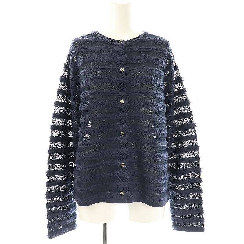 未使用品 アダワス ADAWAS FRINGE KNIT CARDIGAN カーディガン フリンジ F ネイビー /ES ■OS レディース アダワス ADAWAS FRINGE KNIT CARDIGAN カーディガン フリンジ F