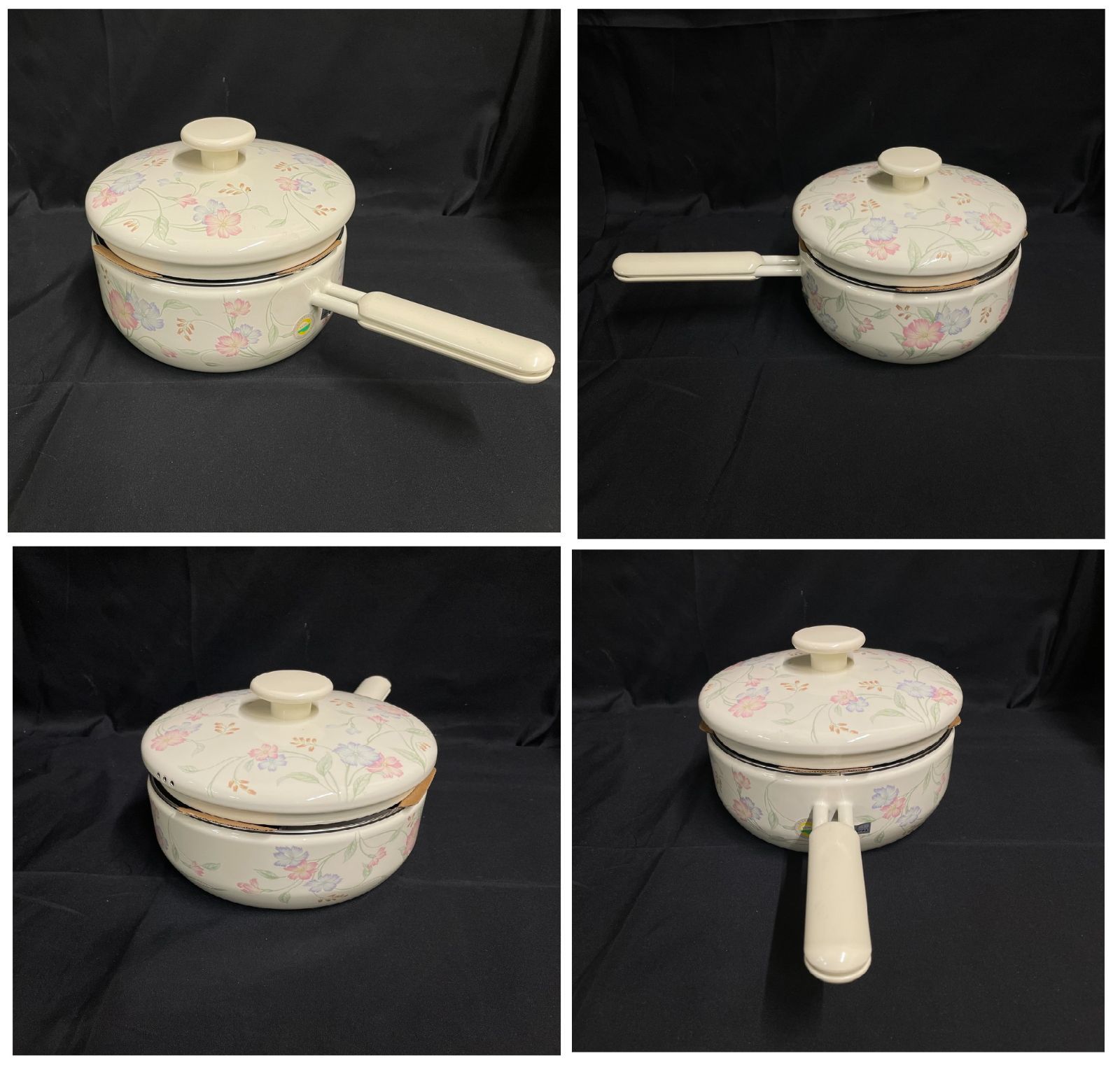 昭和レトロ ホーロー片手鍋＆両手鍋セット