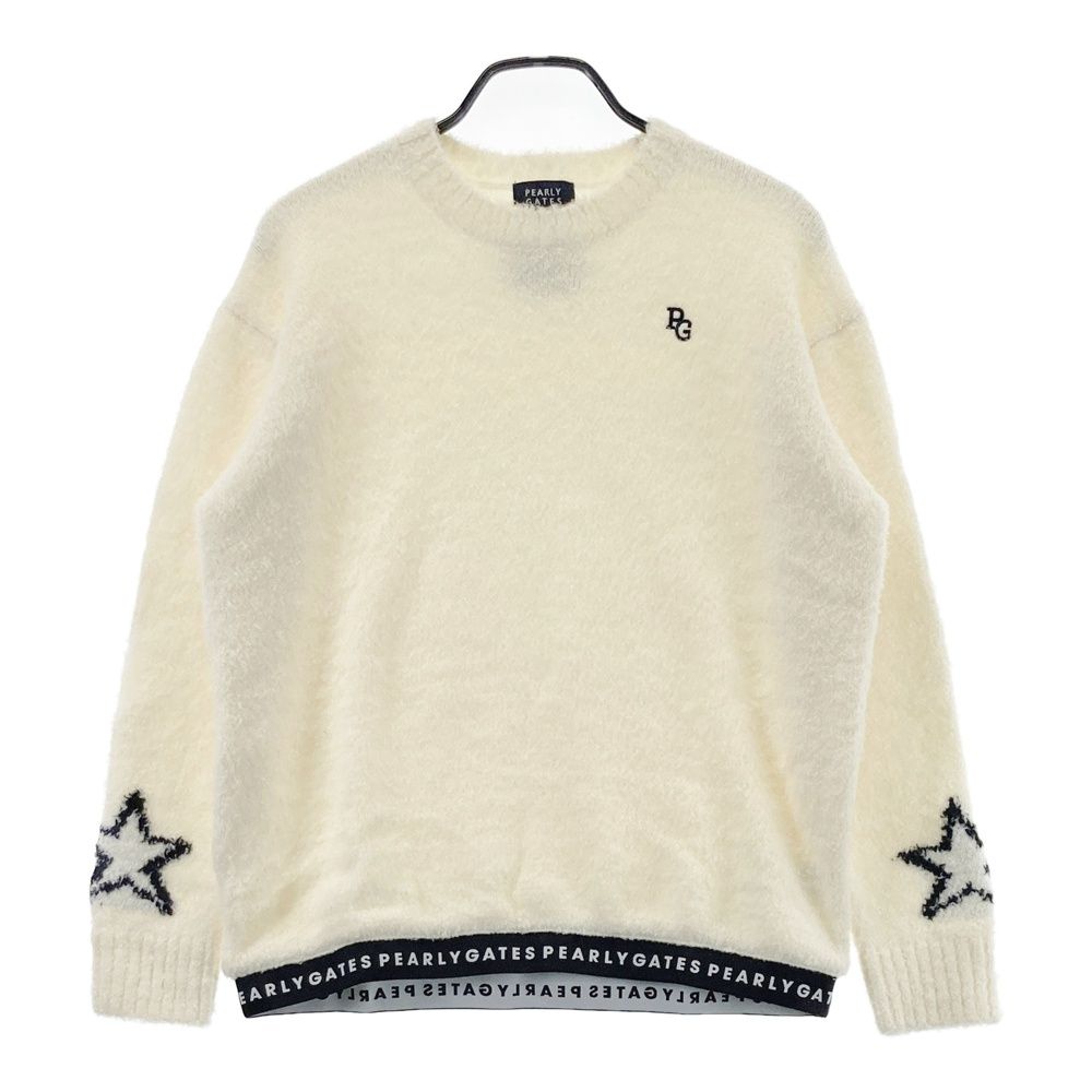 サイズ 1 PEARLY GATES パーリーゲイツ ウール混 ニットセーター 星 ホワイト系 240101539354 ゴルフウェア レディース ストスト
