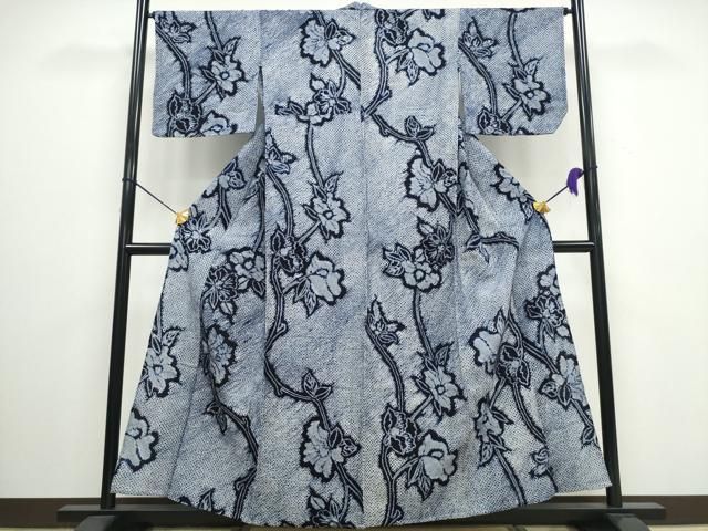 平和屋着物∴夏物　浴衣　有松鳴海絞り　枝牡丹　綿　逸品　CAAW0919ng 平和屋着物∴夏物 浴衣 有松鳴海絞り 枝牡丹 綿 逸品 CAAW0919ng
