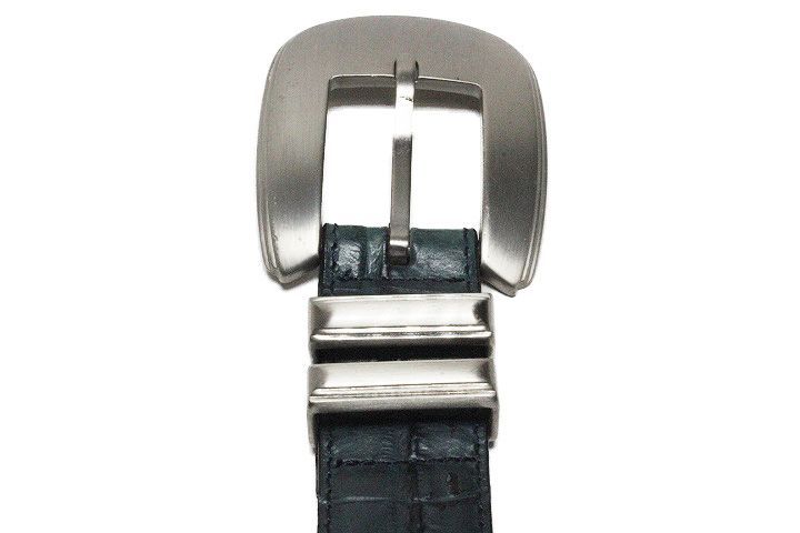 【良品】ジャンニヴェルサーチ ベルト クロコ型押し レザー ターンロック GIANNI VERSACE ジャンニ ヴェルサーチ クロコ型押しレザー