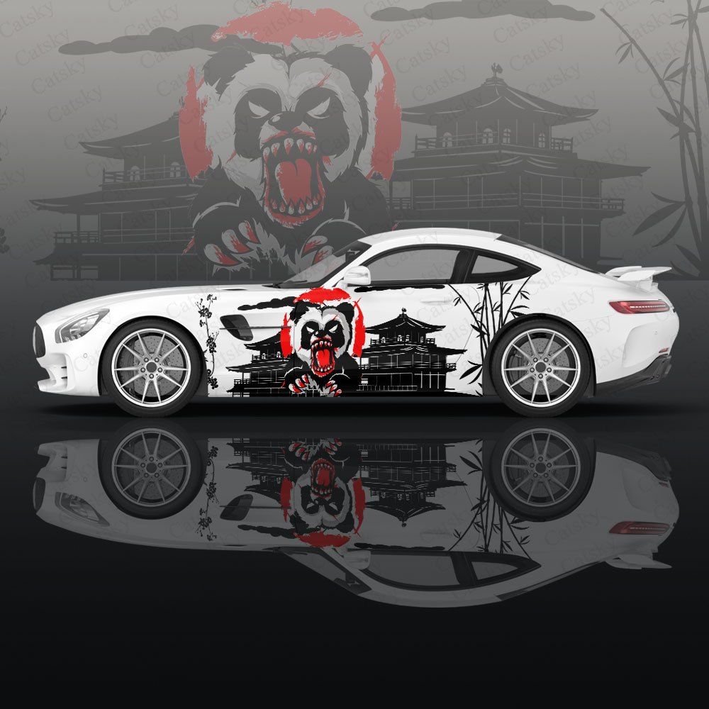 中国の墨絵パンダデザイン車体ステッカー イタシャビニールサイドデカール