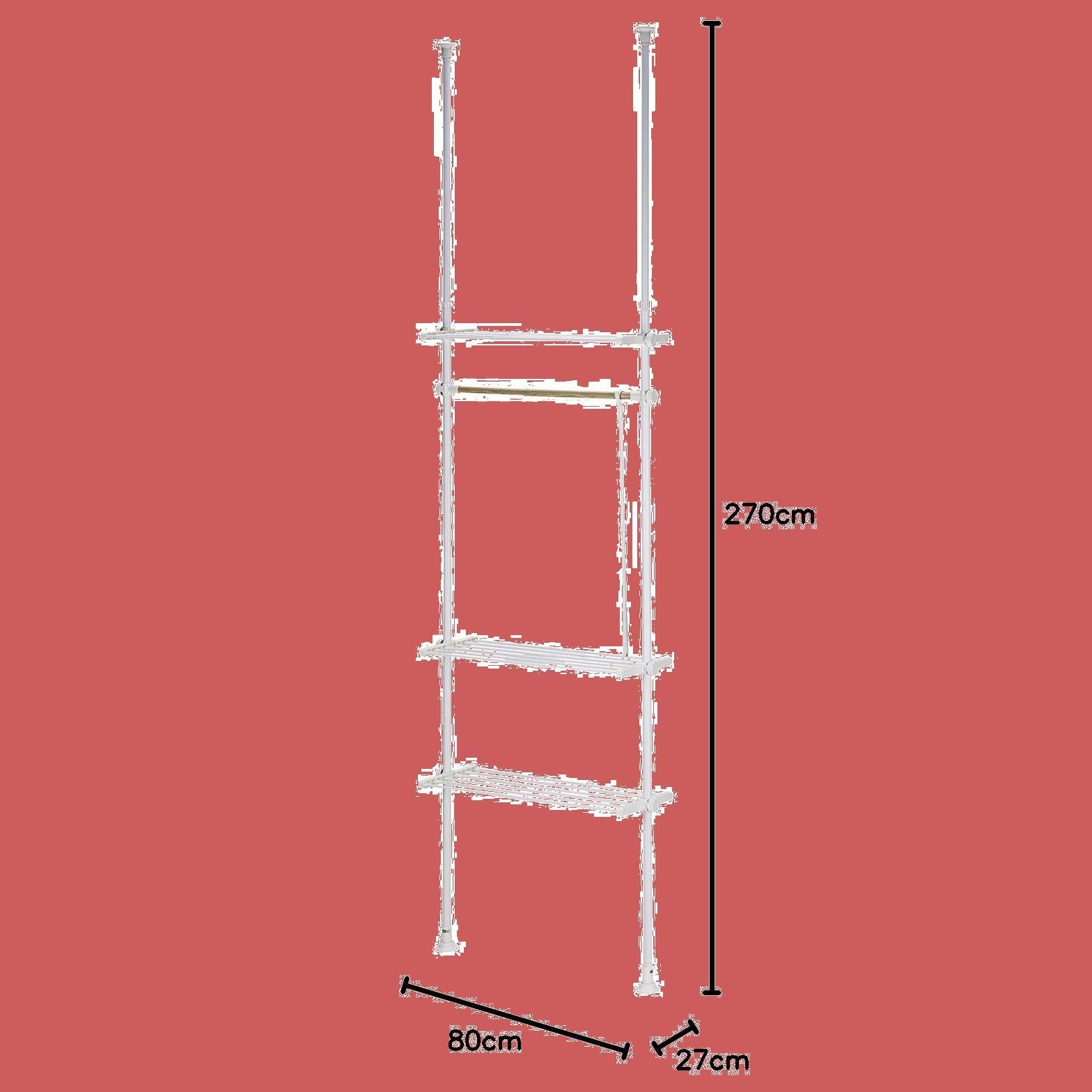 突っ張りデザインハンガーラック 50~80×27×200~270㎝