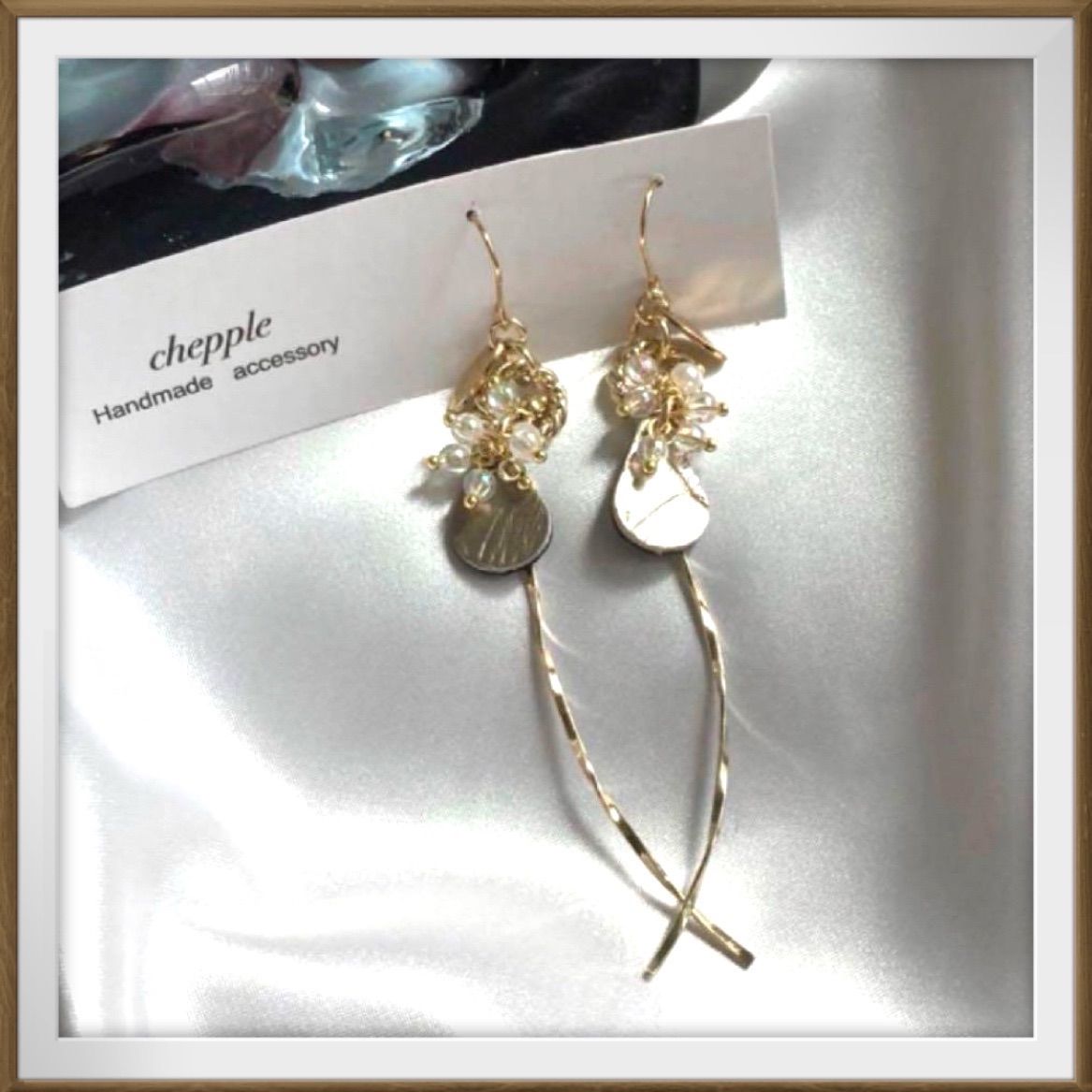 『5184』ハンドメイドピアス No.518 メタリックレザーピアス レザーピアス 本革ピアス 革ピアス