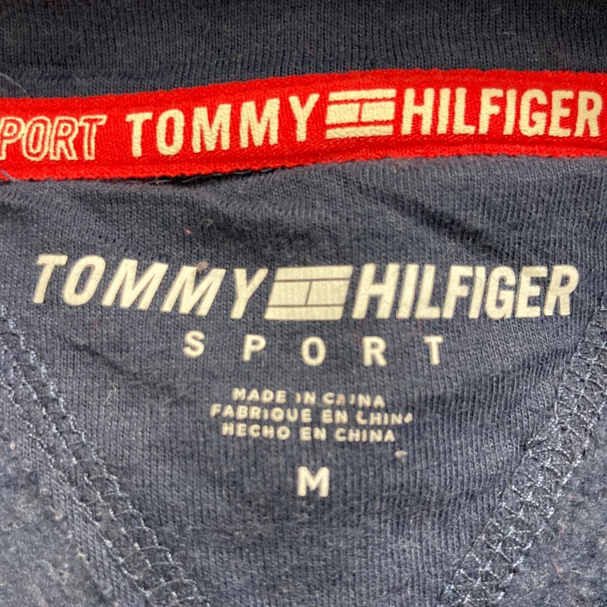 TOMMY HILFIGER ロゴ スウェット パーカー M ネイビー レッド ホワイト トミーヒルフィガー プルオーバー 古着卸 アメリカ仕入 a608-6335