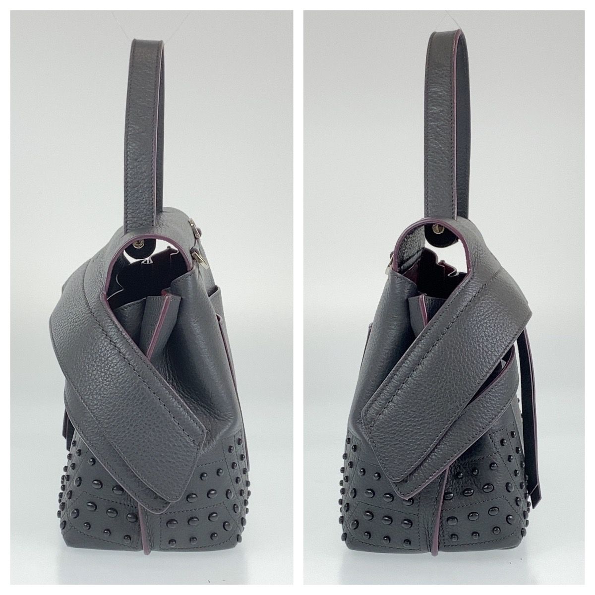 TOD'S トッズ ウェーブバッグ ダークグレー レザー 斜め掛け 2way