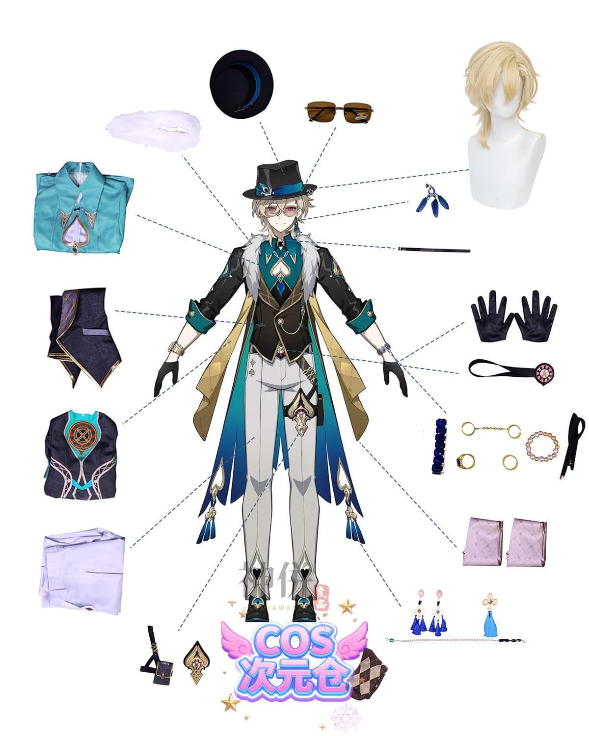 強固な アベンチュリン ウィッグ付き 神併 崩壊スターレイル コスプレ ウィッグ付き ホタル 開拓者 ロビン 花火 ブラックスワン ゲーム コスプレ衣装 イベント 大人用 仮