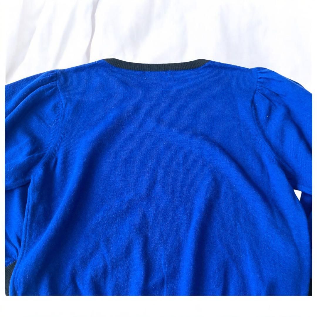  イヴサンローランカシミヤ100％ 長袖 セーター レディース 青 ロゴ 刺繍 五分袖 七分袖 ニット セーター