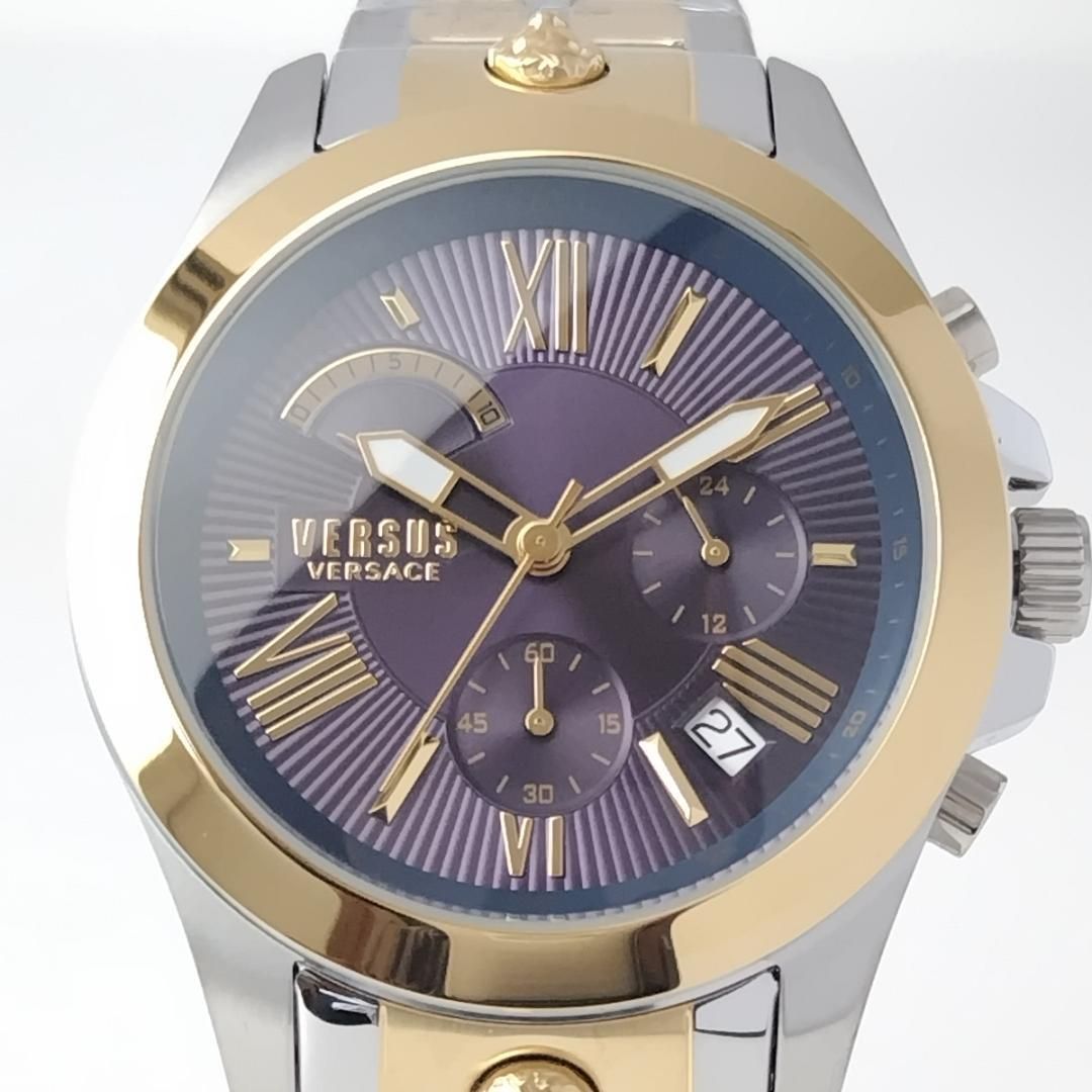 ネイビー/ゴールド新品メンズ腕時計VERSUS VERSACEシルバー日付クロノ