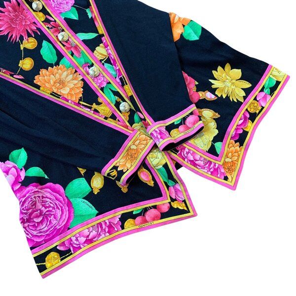 美品 LEONARD レオナール 花柄 長袖 カーディガン トップス ストール