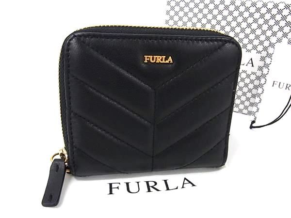 FURLA フルラ レザー ラウンドファスナー 財布 ウォレット 札入れ 小銭入れ レディース ブラック系 BS0479