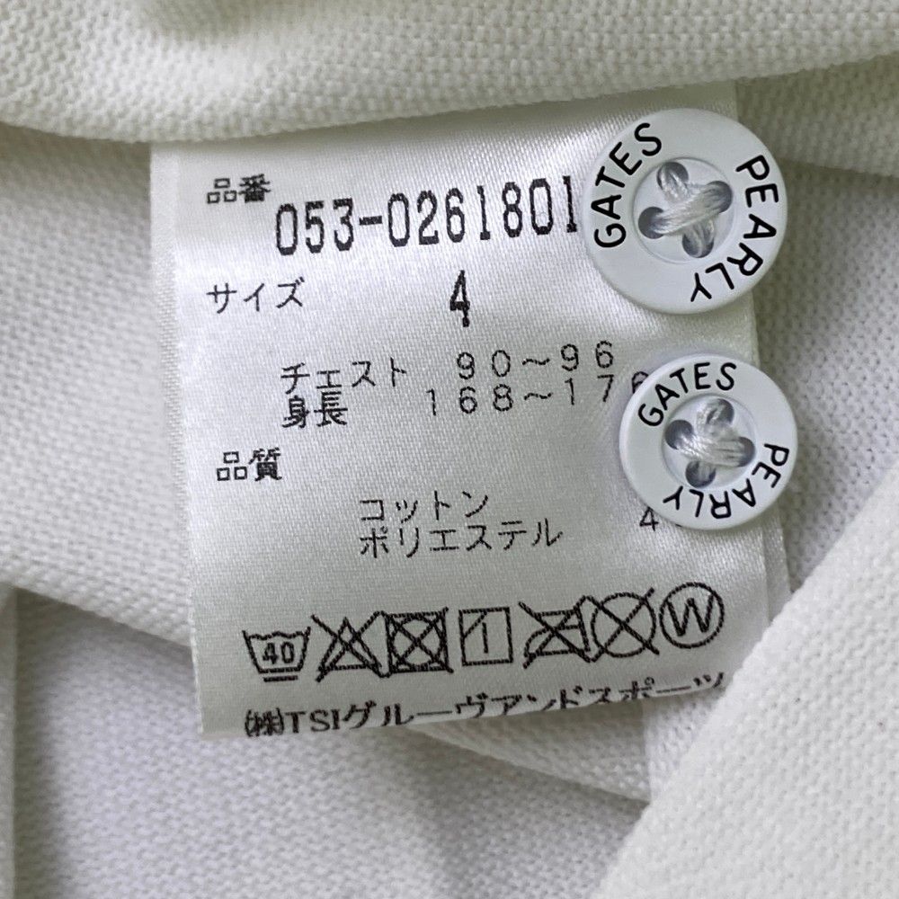 サイズ：4 PEARLY GATES パーリーゲイツ  長袖ポロシャツ 総柄 ホワイト系 [240101442221] ゴルフウェア メンズ ストスト PEARLY GATES パーリーゲイツ 長袖ポロシャツ 総柄 ホワイト系 4