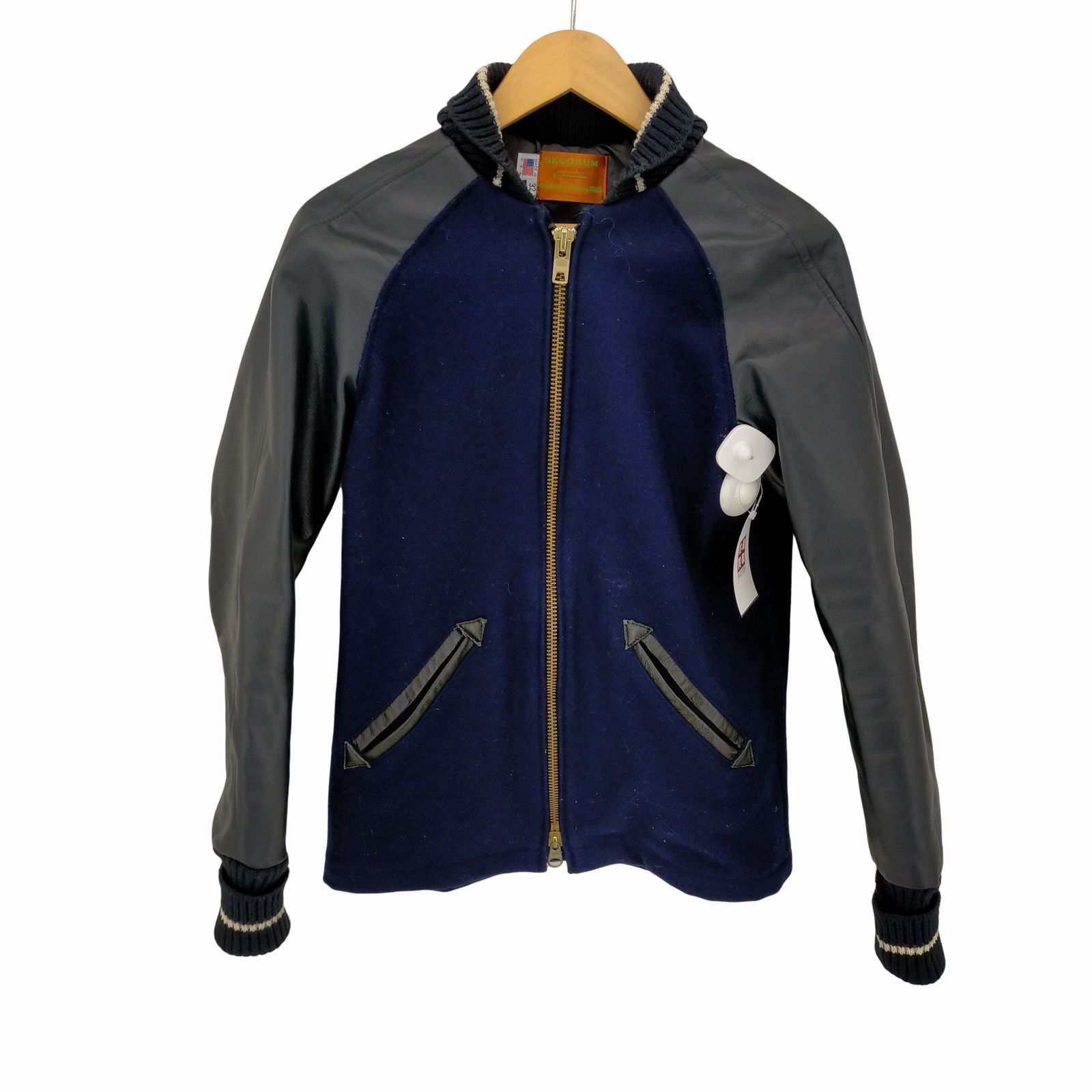 SKOOKUM ファラオジャケット メルトン レザー 切り替え スタジャン スクーカム SKOOKUM レザー切り替えメルトンスタジャン ダブルジップ