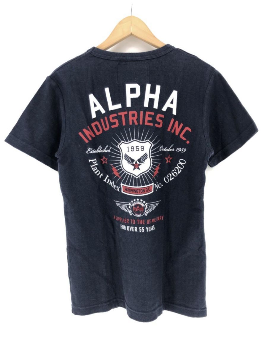 ALPHA INDUSTRIES アルファインダストリーズ 綿 Tシャツ sizeM/紺