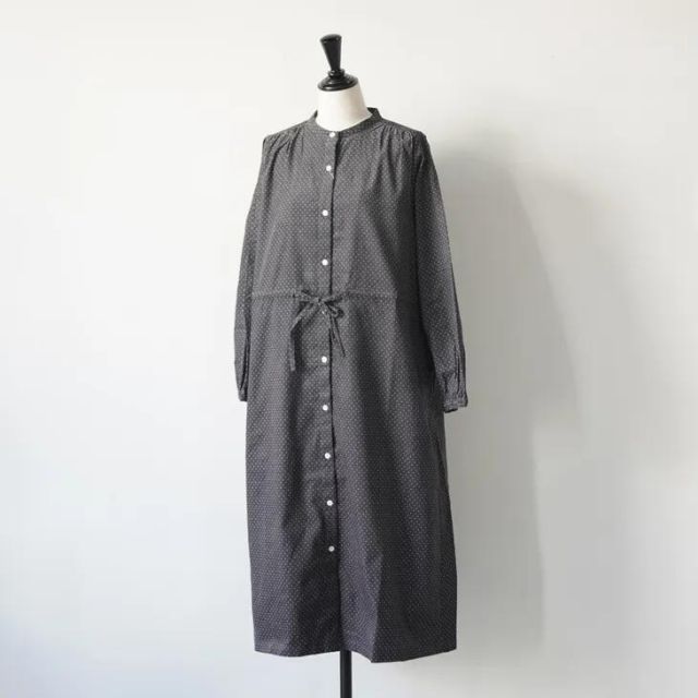 sosotto ソソット コーデュロイプリントバンド ウエストドロストOP charcoal ワンピース ドレス ドット柄