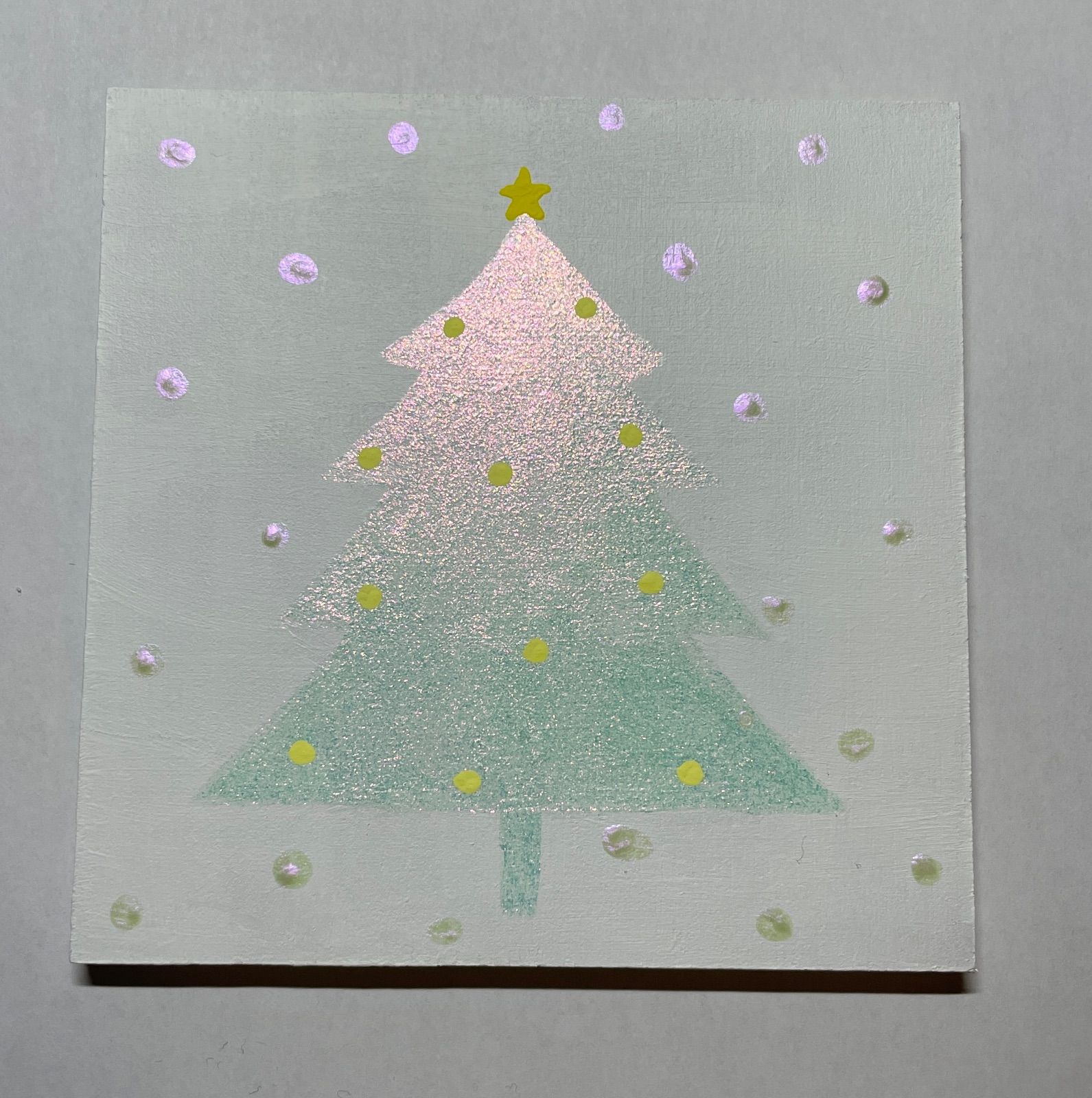 アクリル画 題名「クリスマスツリー」 2種類のクリスマスツリーの描き方🌲🎄アクリル絵の具初心者向け