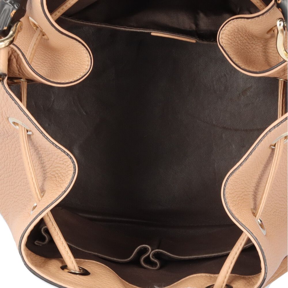 グッチ バンブー ショルダーバッグ レザー 387613 ベージュ レディース