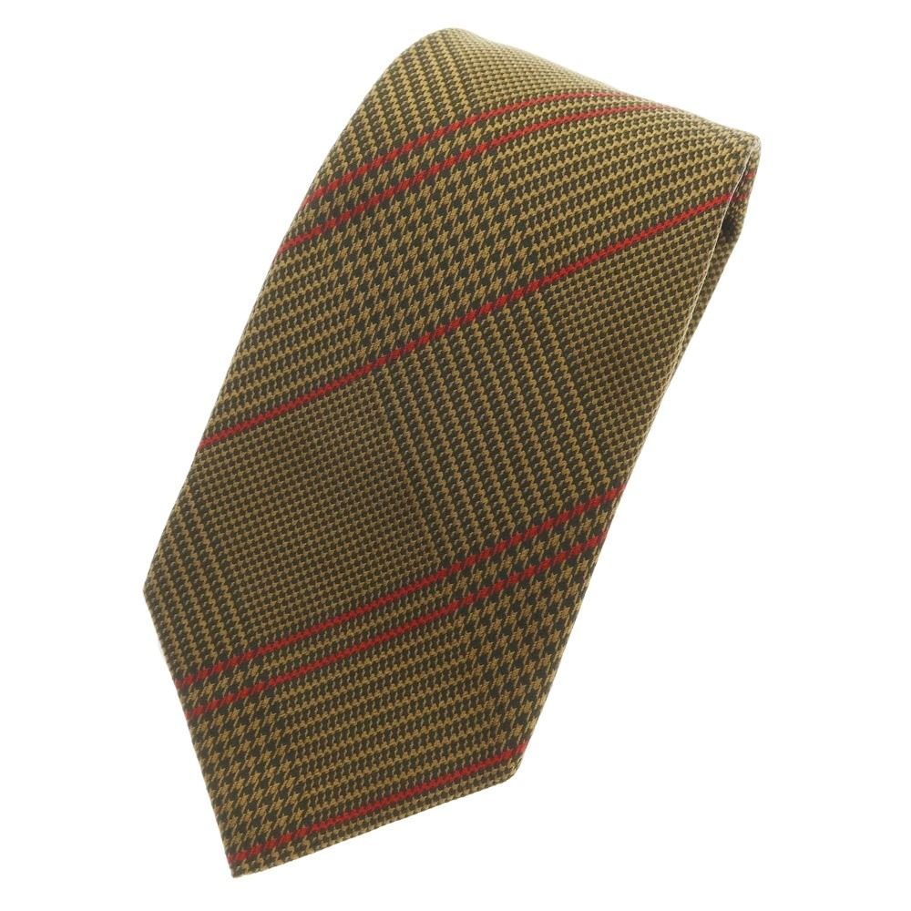 【中古】リベラーノu0026リベラーノ LIVERANOu0026LIVERANO クワトロピエゲ シルク チェック柄ネクタイ カーキブラウンxレッド【メンズ】