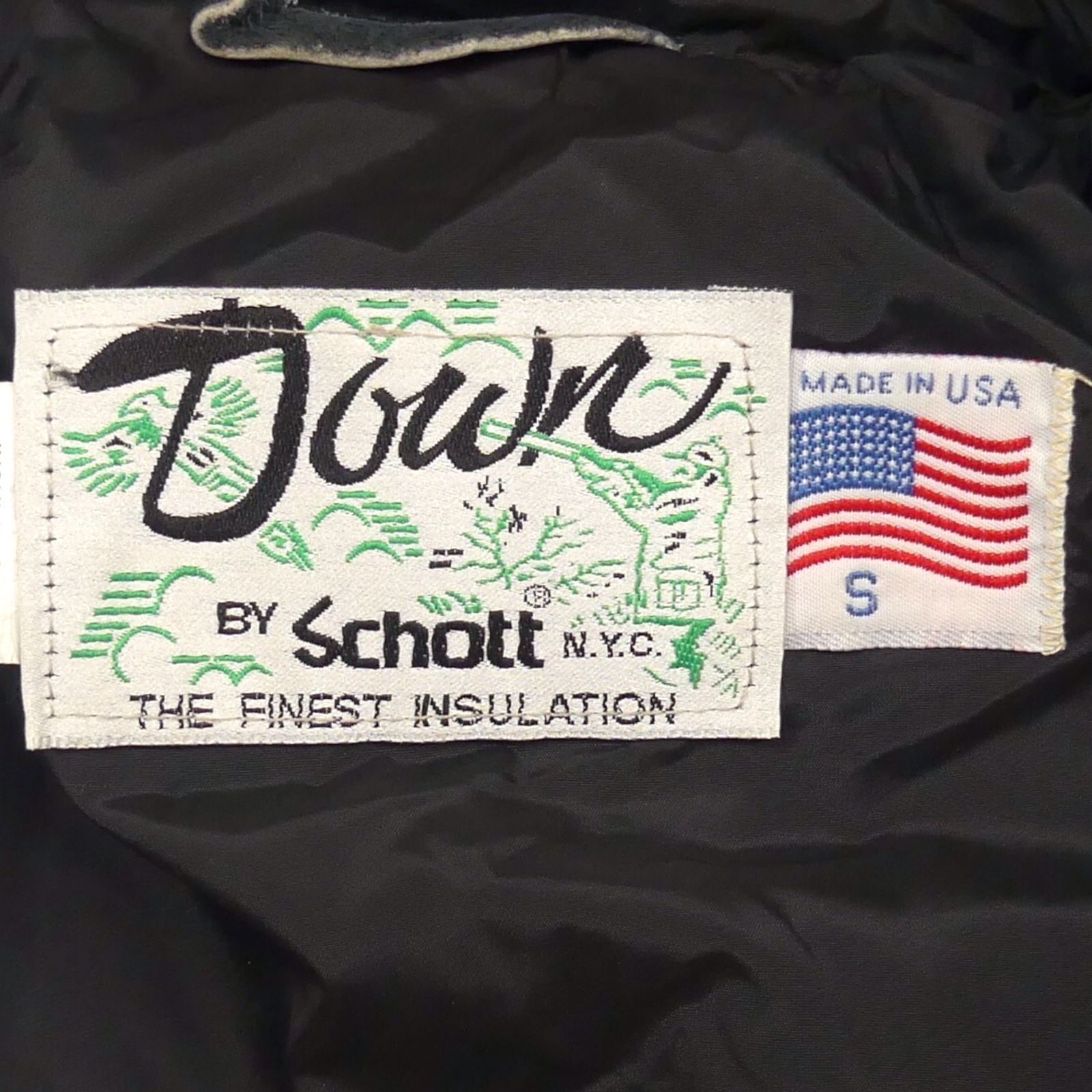 アメリカ製 Schott ショット ダウンジャケット アウトドア 黒 コート 