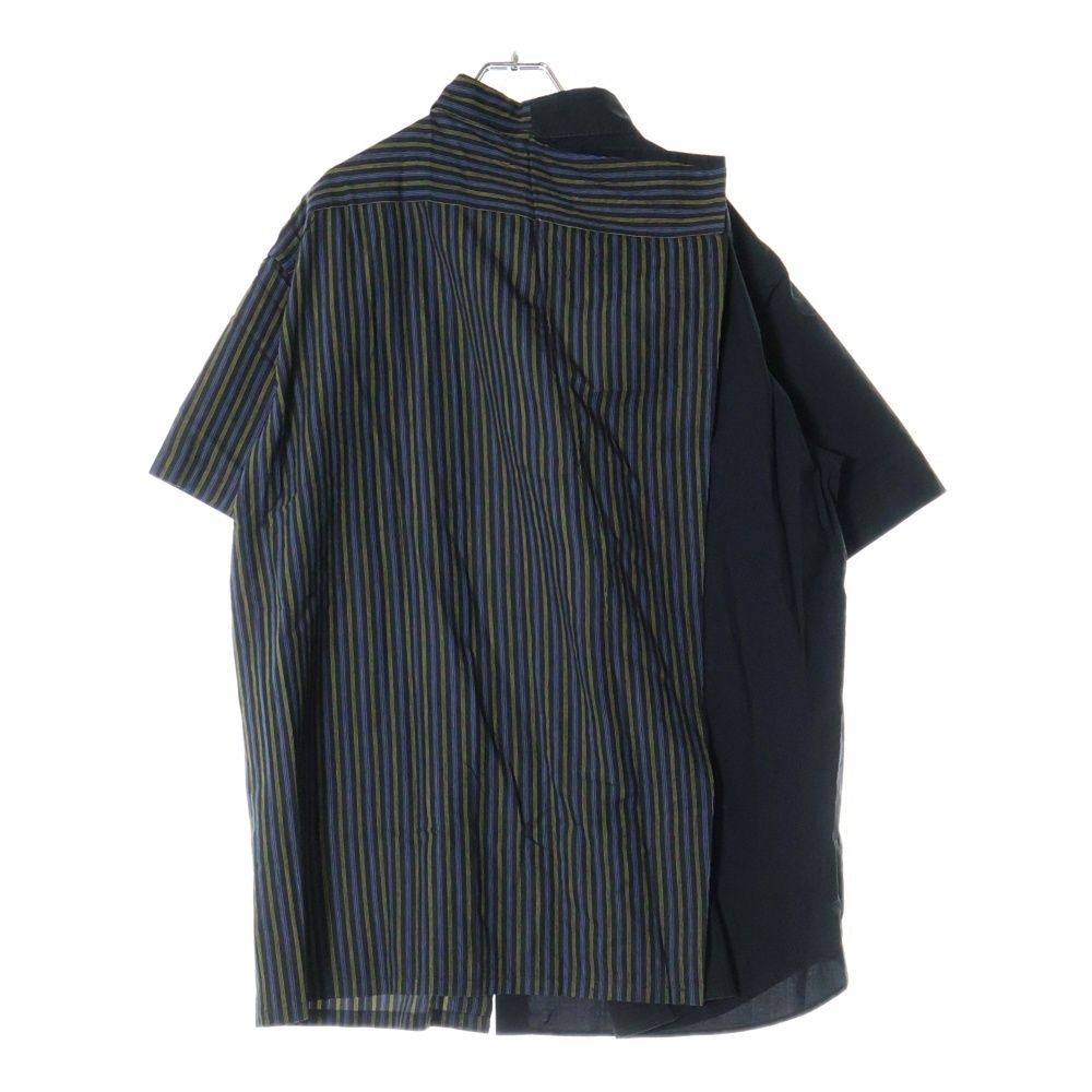 Maison Margiela / メゾンマルジェラ | ダメージ加工 ストライプ ドッキング レイヤード クルーネック スウェット | 36 | ブラック | レディース Maison Margiela / メゾンマルジェラ | ダメージ加工 ストライプ