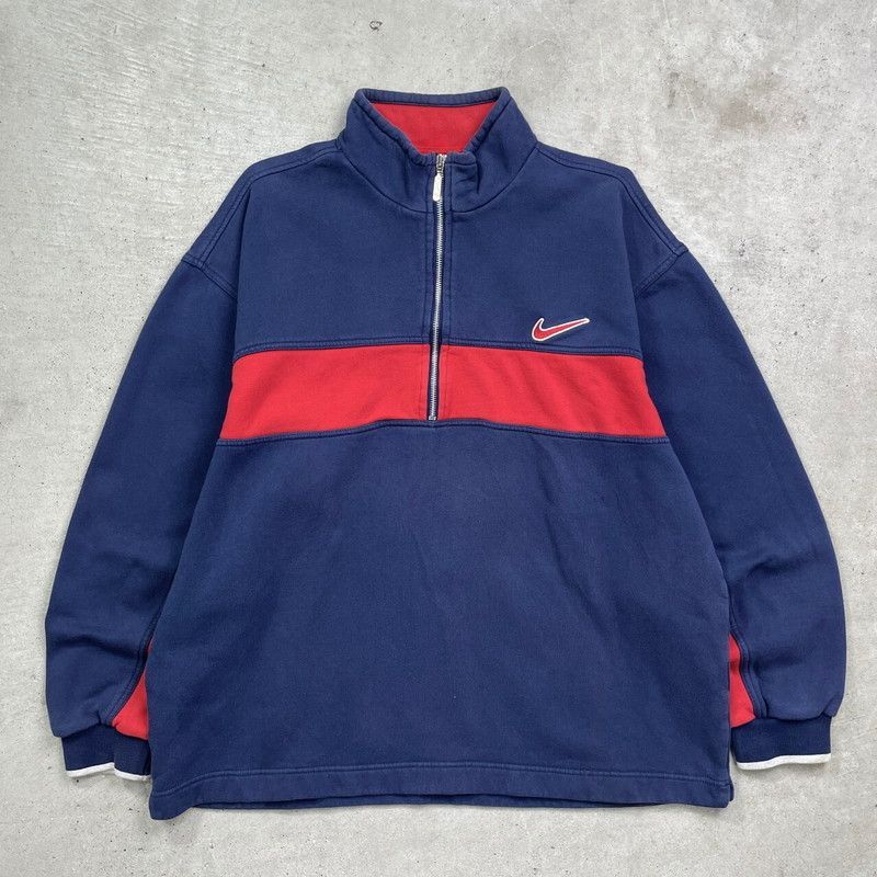 90年代 NIKE ナイキ スモールスウォッシュロゴ刺繍 ハーフジップ