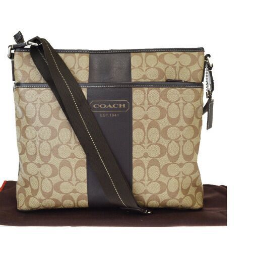 【中古】 コーチ(Coach) シグネチャー F70562 PVC，レザー ショルダーバッグ ブラウン 01GA587