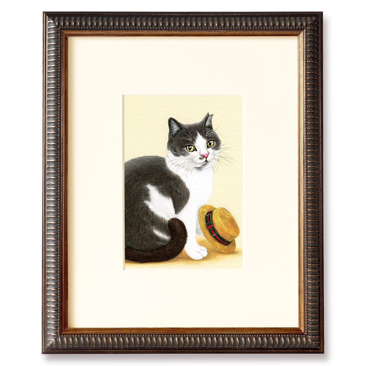 八代亜紀絵画 麦わらとねこ