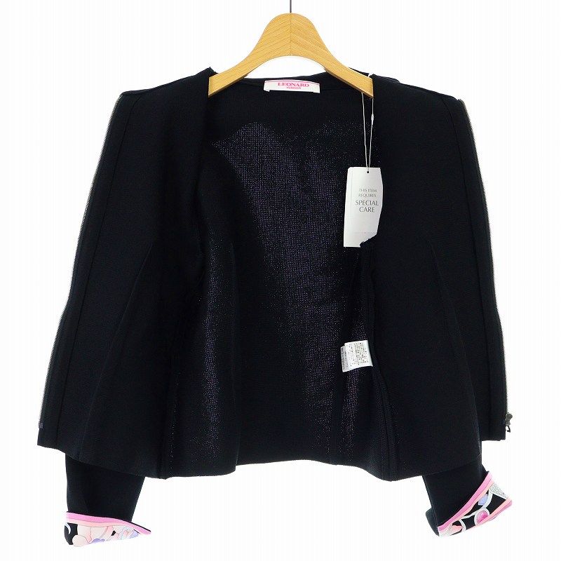 レオナール LEONARD FASHION ニットジャケット ステンカラー ジップ