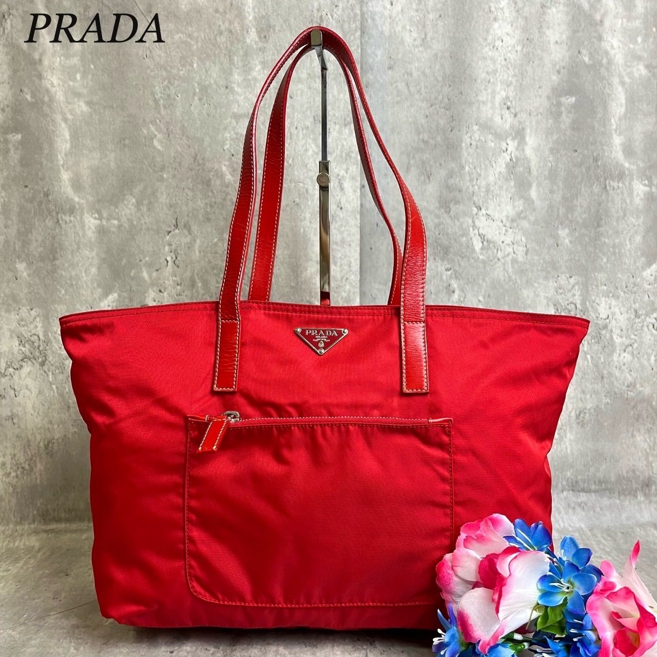 ✨良品✨ PRADA プラダ トートバッグ ハンドバッグ 三角ロゴ 