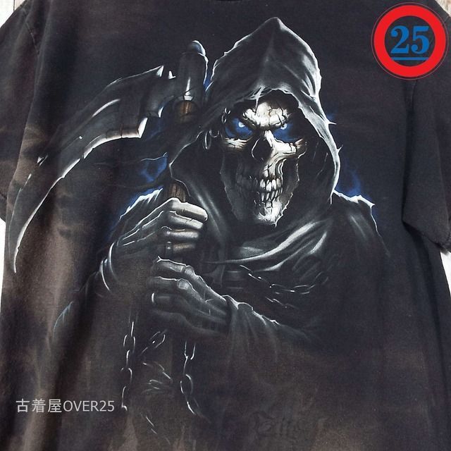 XL 死神 ドクロ スカル Tシャツ ヴィンテージ ビンテージ 90s ヴィンテージ スカル ドクロ シングルステッチ ブラック