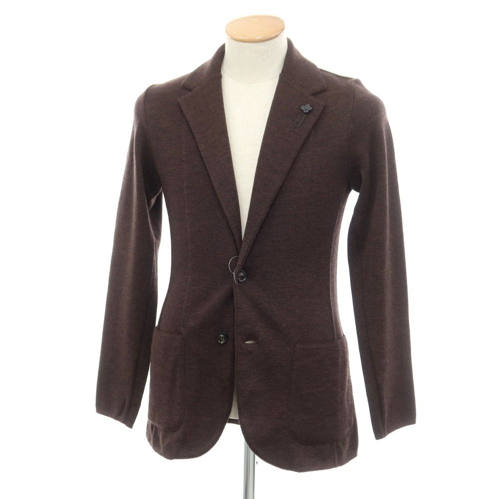 【中古】ラルディーニ LARDINI ウール 2つボタン ニットジャケット ブラウン【サイズXXS】【メンズ】