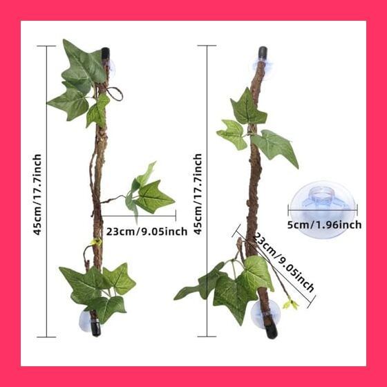 【スタッフおすすめ！】Hitasi 爬虫類 登り藤 登山枝 装飾 人工藤 柔軟性 吸盤付き 爬虫類のつる 水族館 水槽 2個セット 装飾木 装飾登り木 フェイクグリーン 水槽 内装 造園 休憩 隠れ家 水陸両用 両生類 魚類 趣味