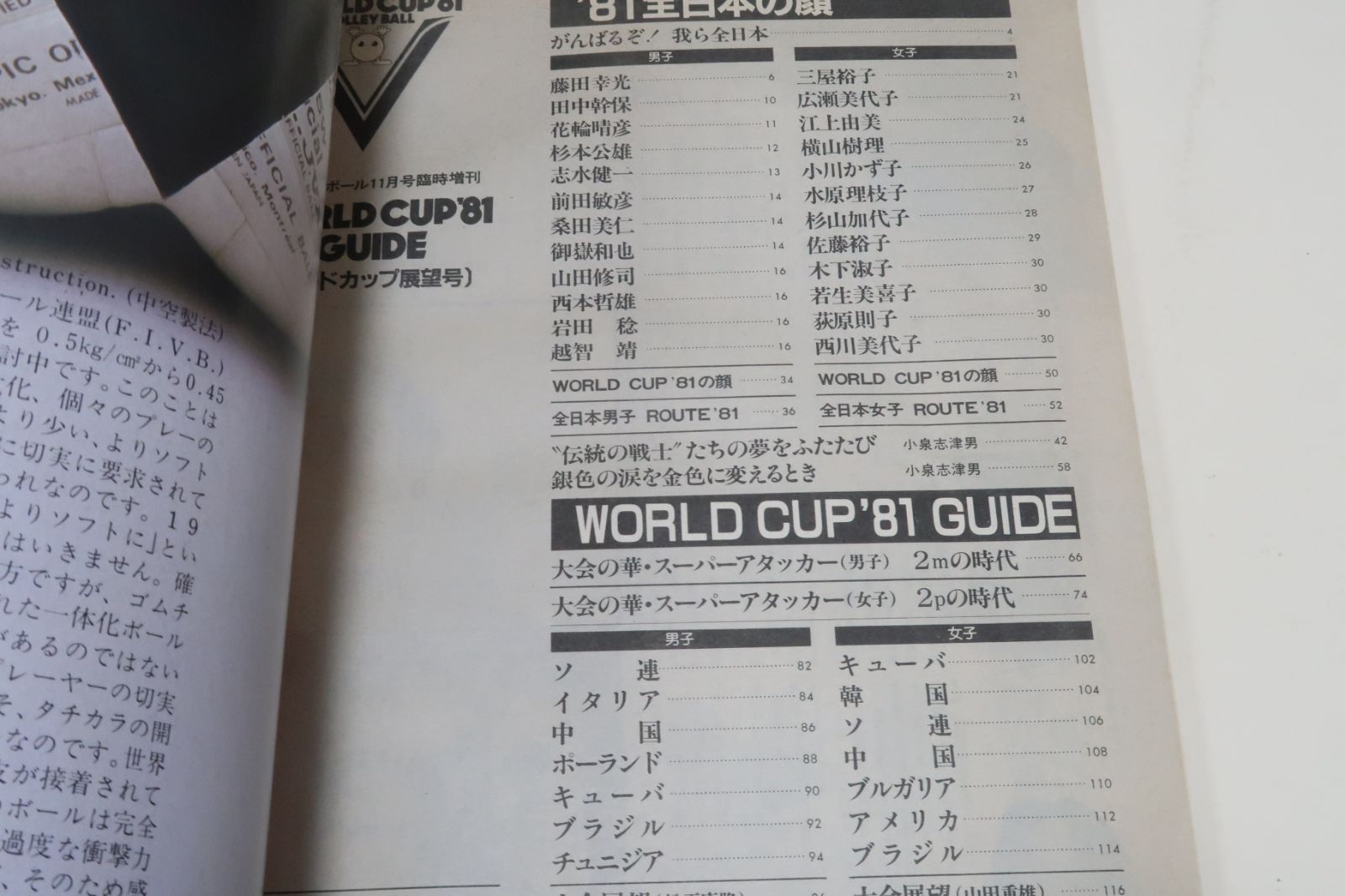 月刊バレーボール1981年臨時増刊・ワールドカップ展望号/'81