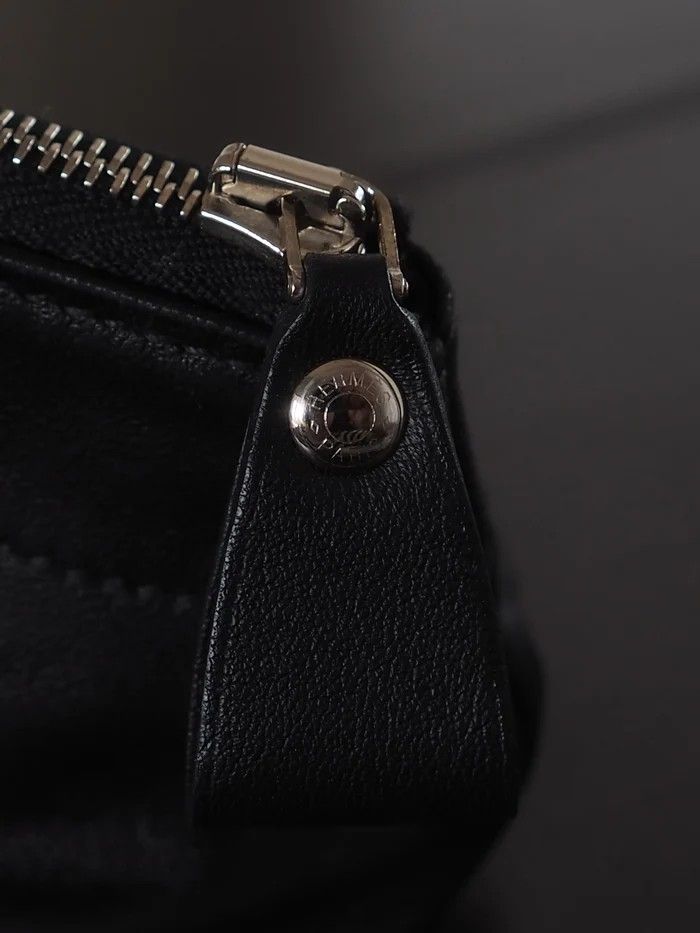 HERMÈS Sellier Leather Pouch エルメス セリエ レザー ポーチ ブラック シルバー ヴィンテージ