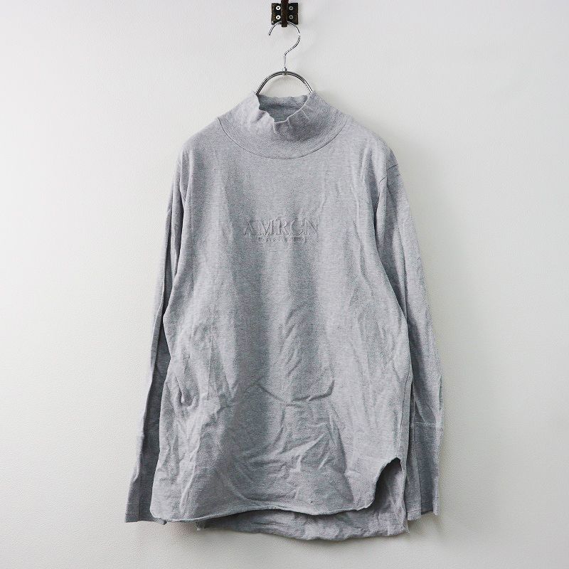 AMERICANA - アメリカーナ Americana AMRCN ロゴ刺繍 ハイネックカットソー/グレー コットン Tシャツ 長袖【2400013701594】 AMERICANA アメリカーナ Americana AMRCN ロゴ刺繍 ハイネック