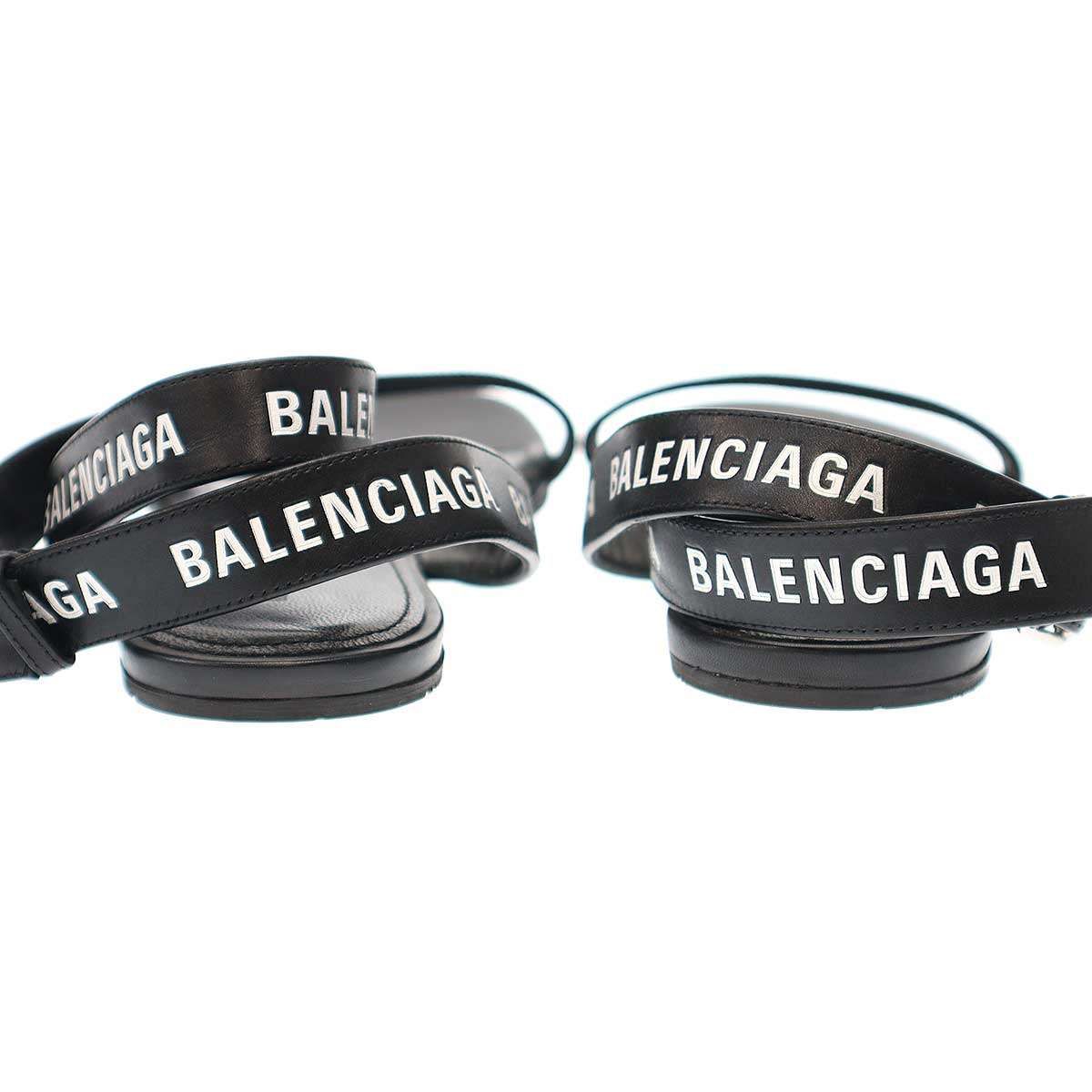 BALENCIAGA バレンシアガ ロゴストラップ フラットサンダル 551154 ブラック 36 - メルカリ