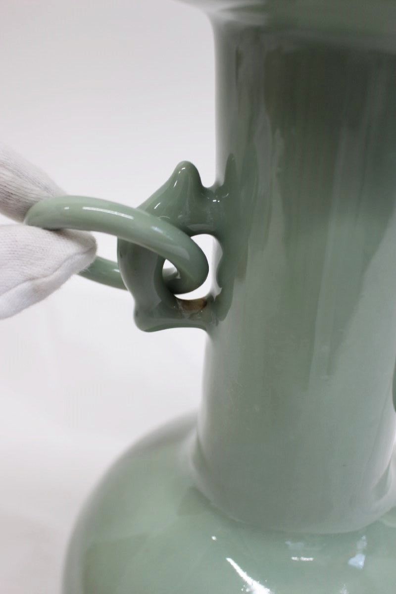 清風与平造 秘色窯 花瓶 清風造 花入 清風与平造 秘色窯 花瓶 清風造 花入 Yahoo!オークション -「清風