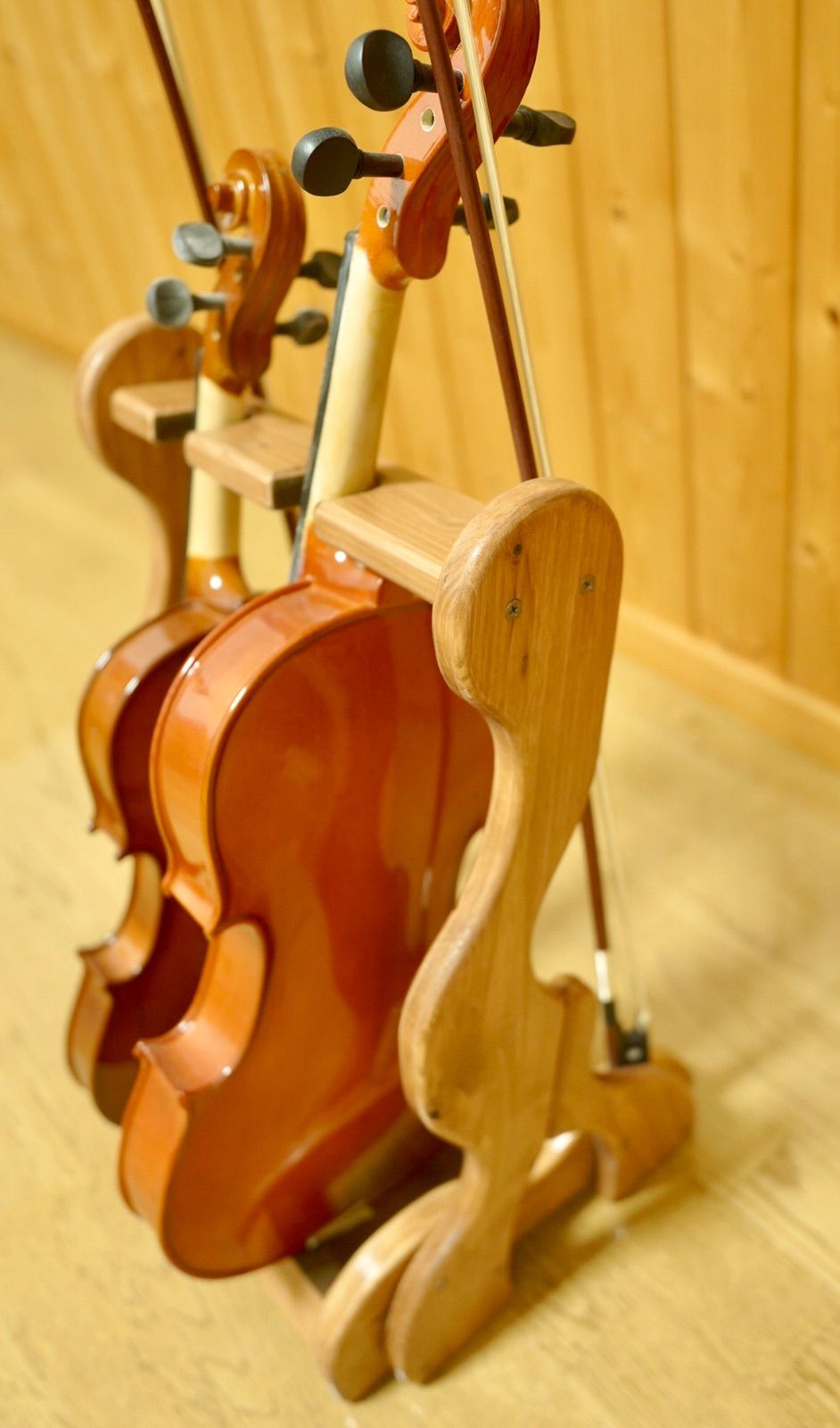 24時間以内に発送】手作り木工 木製バイオリン・ヴィオラスタンド ...