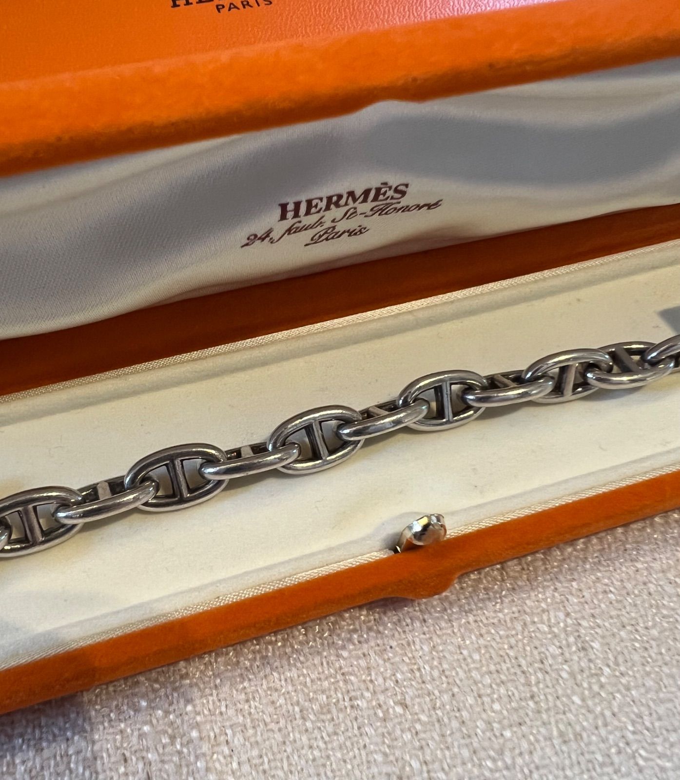 極希少】70s HERMES エルメス シェーヌダンクル 筆記体 MM16コマ 正規