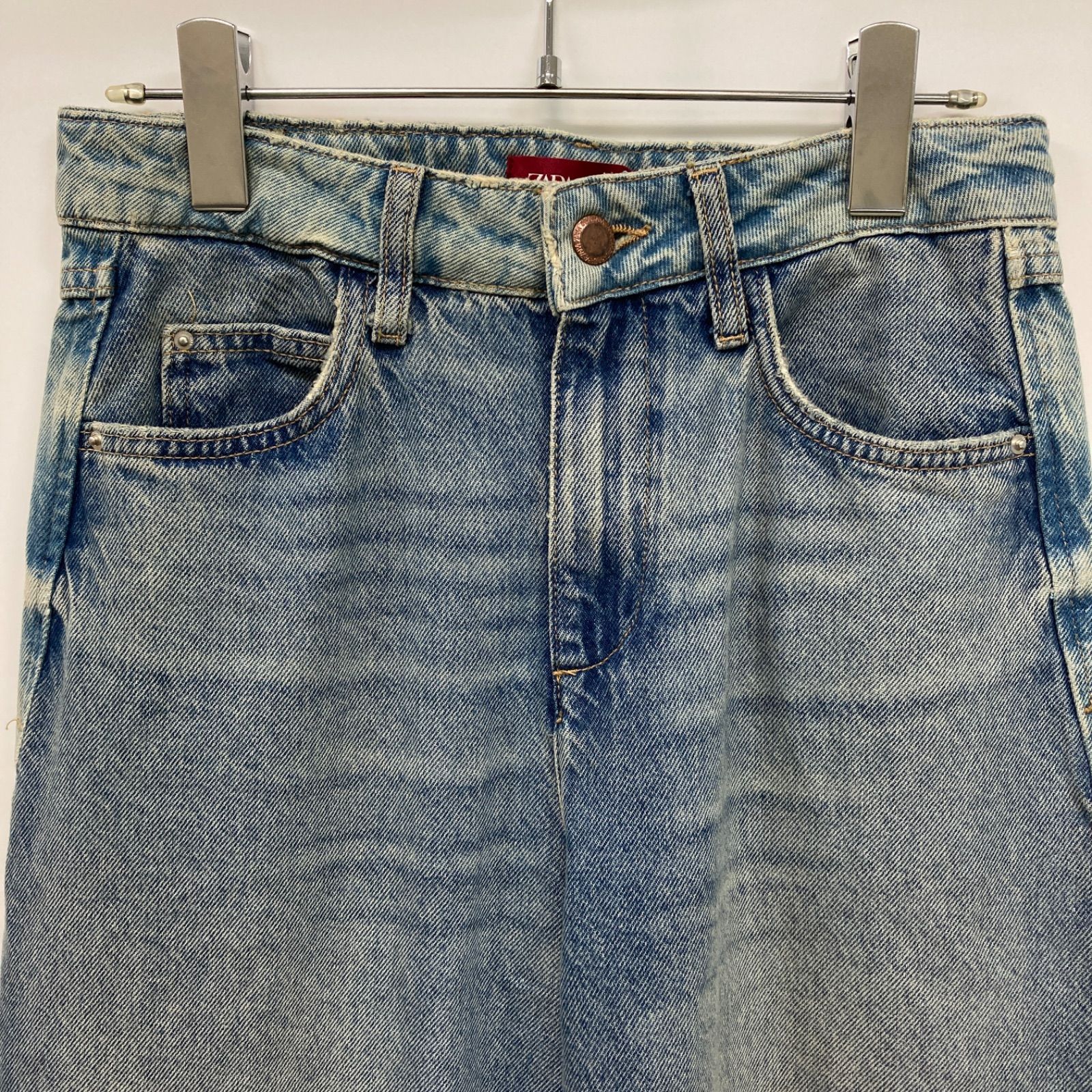 ZARA ザラ パンツ ワイドレッグ デニム ブルー レディース EUR34サイズ 