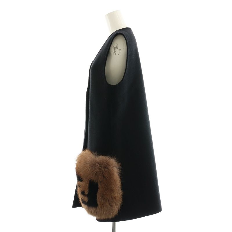フェンディ FENDI フォックスファーポケットウールベスト ジレ ミドル