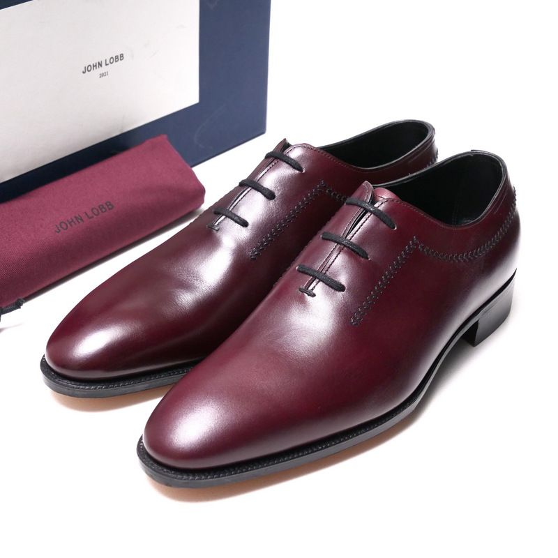 未使用品John Lobb ジョンロブ HOLT ドレスシューズ サイズ7E 2019年イヤーモデル プレステージ ホールカット シェブロンステッチ 革靴 ラスト0118 レザーシューズ イングランド製 20241209/RA2449