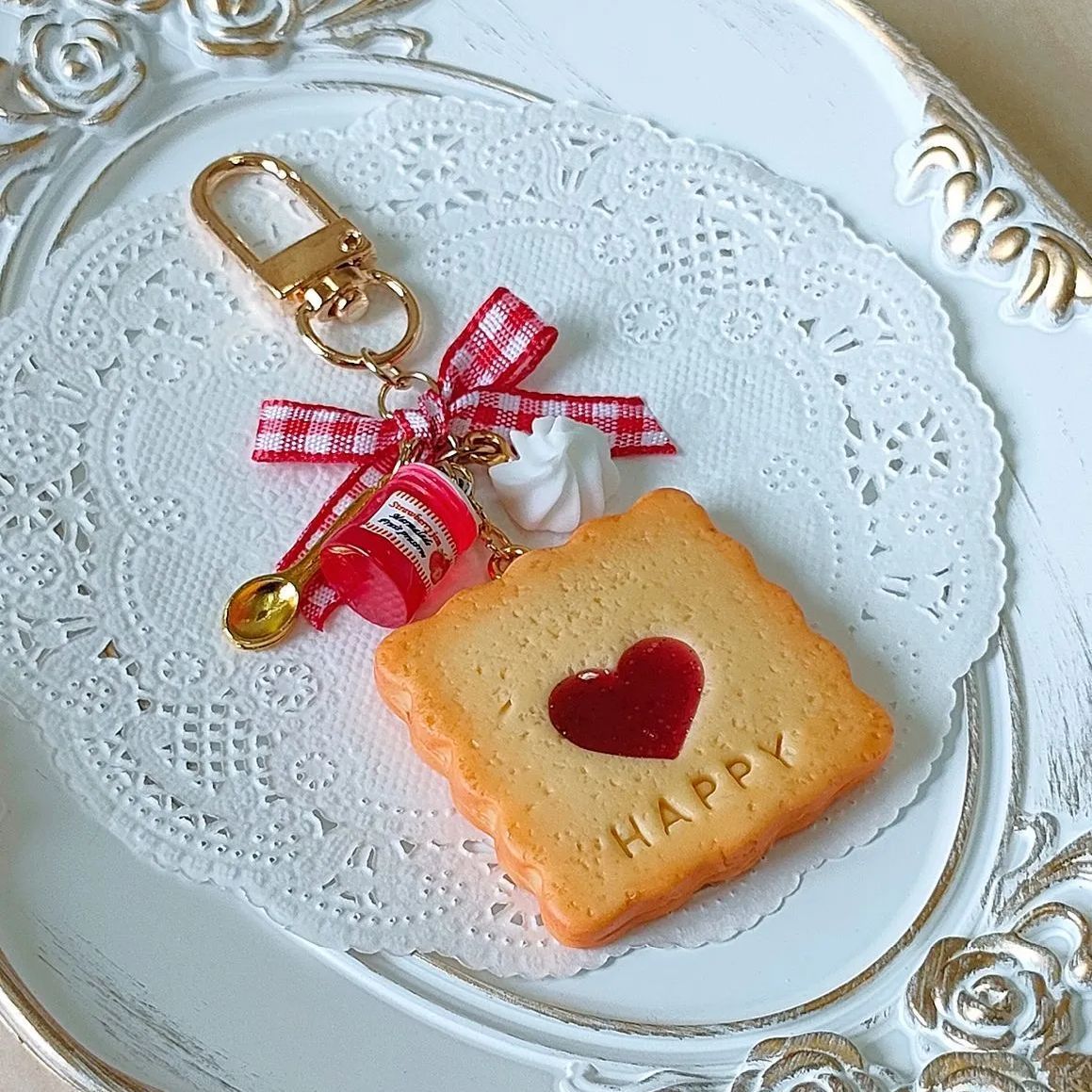 ♡フルーツクリームパイ♡ キャラメル チャーム フェイクスイーツ 樹脂