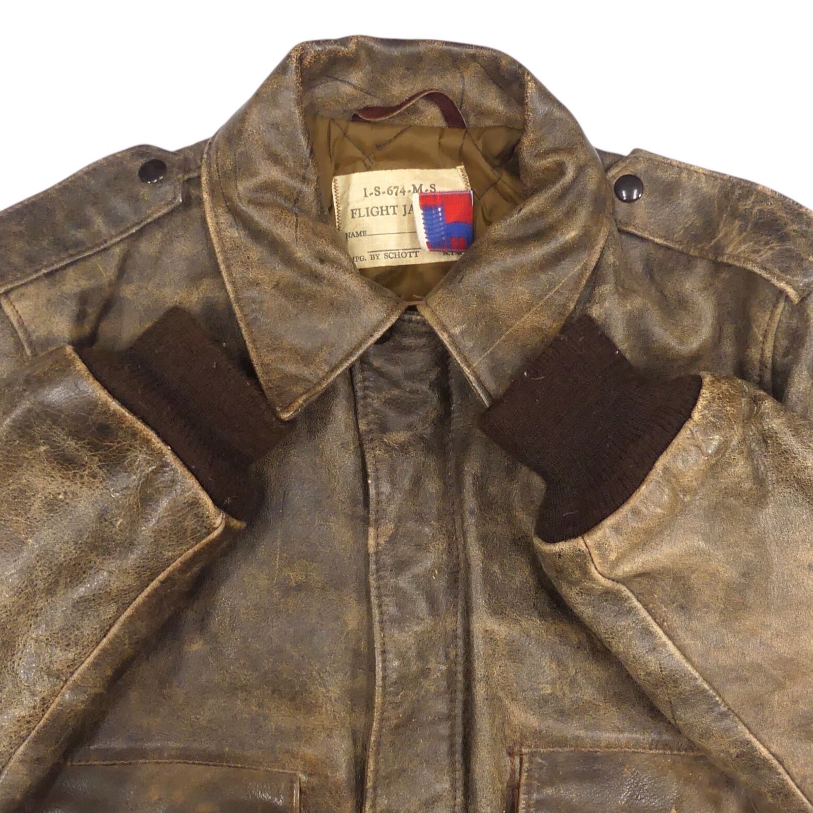 70s Schott レザー フライトジャケット 42 ブラウン schott ショット ヴィンテージ 70s～80s G-1 レザー フライト