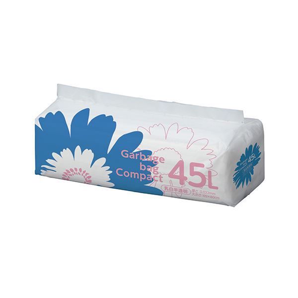 TANOSEE ゴミ袋 コンパクト乳白半透明 45L 1セット（600枚：50枚
