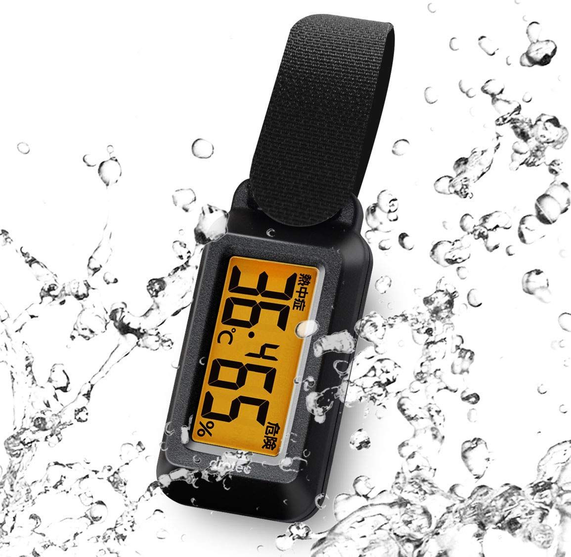 【特価商品】温湿度計 ブライン 防滴 ドリテック(dretec) 熱中症/インフルエンザ警告レベル表示 時計機能 バックライト ポータブル ブラック