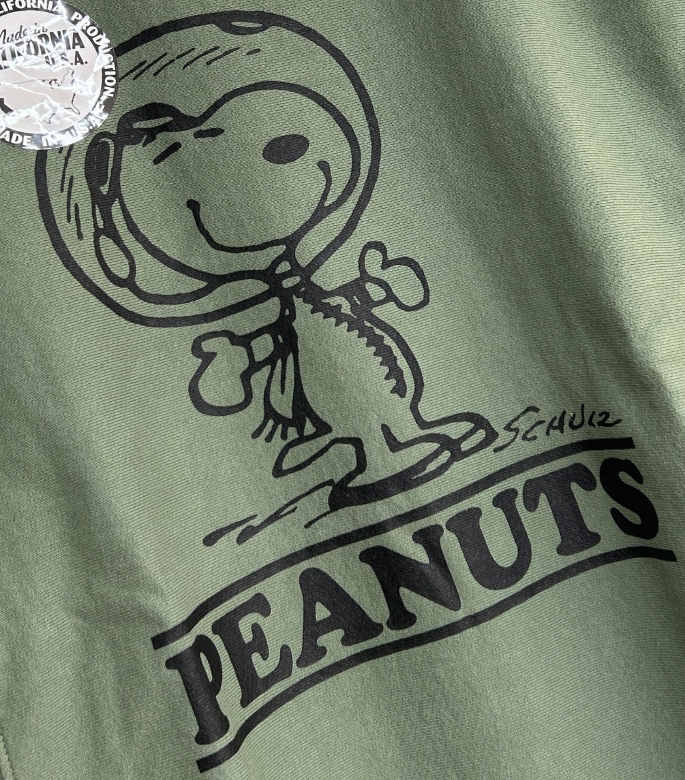 ◾️閉店 ◾️VINTAGE PEANUTS スヌーピー アストロノーツ ヘヴィーオンス クルーネック プルオーバー ユニセックス ◾️グリーン◾️ PESZ-2403