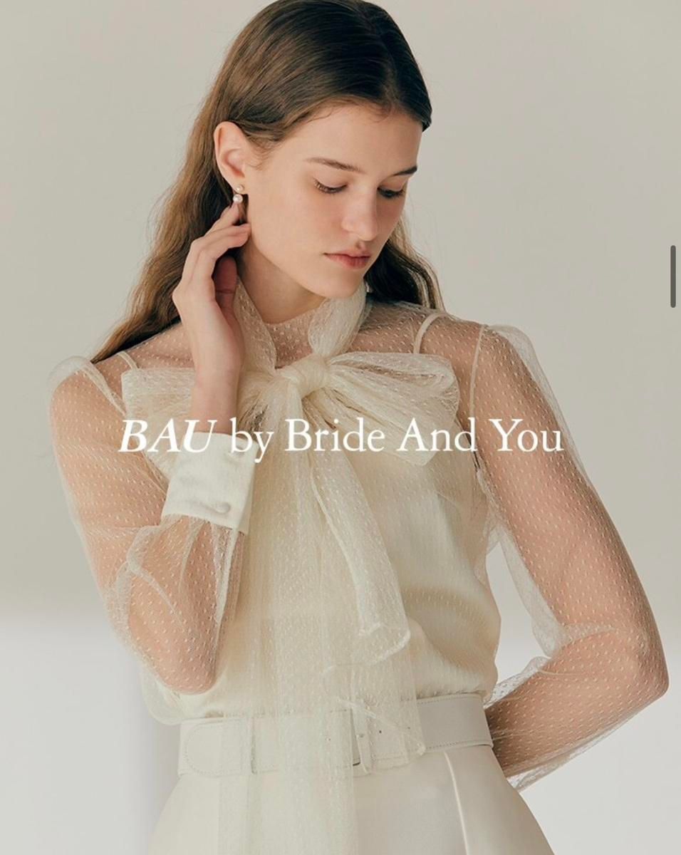 【BAU by Bride And You】リボン タイ ラップ 長袖 ブラウス 