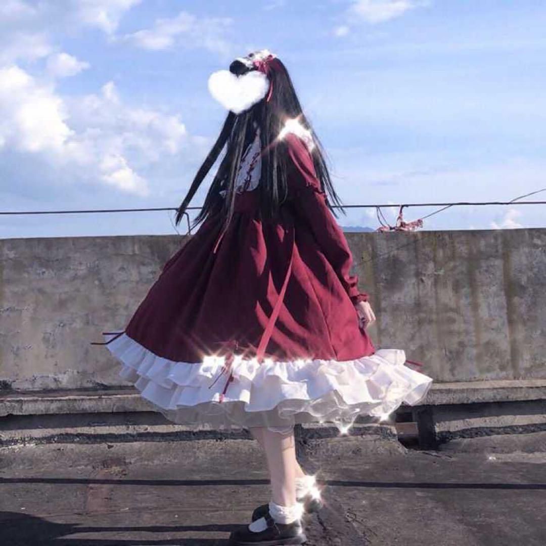 シンプルなひざ丈ロリータワンピース　普段着やお出かけ、女子会に最適♪ 新品未使用シンプルなひざ丈ロリータワンピース 普段着や