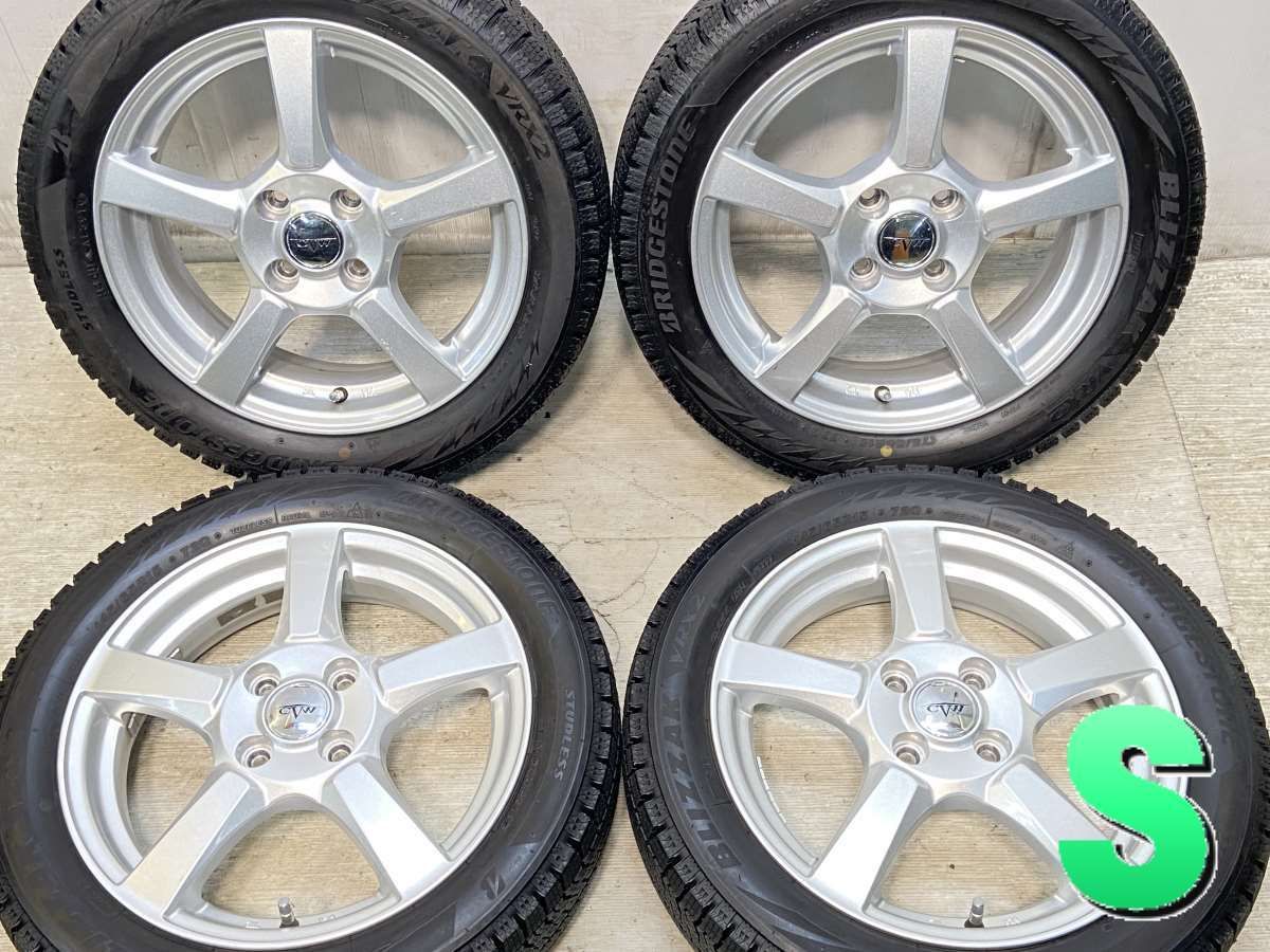 145/65R15 nブリヂストン ブリザック VRX2 n　 CVWn 15x4.0 35 ・ 15x5.0 35 100-4穴n中古タイヤ スタッドレスタイヤ ホイールセット4本 セットn w15241222001